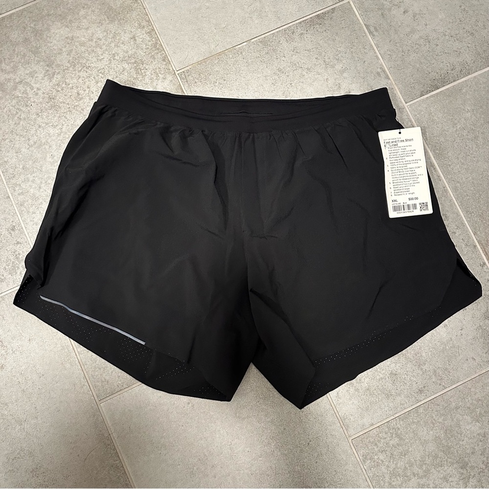 NWT Lululemon Men’s Fast and Free Short 6” Lined in Black, Size XXL